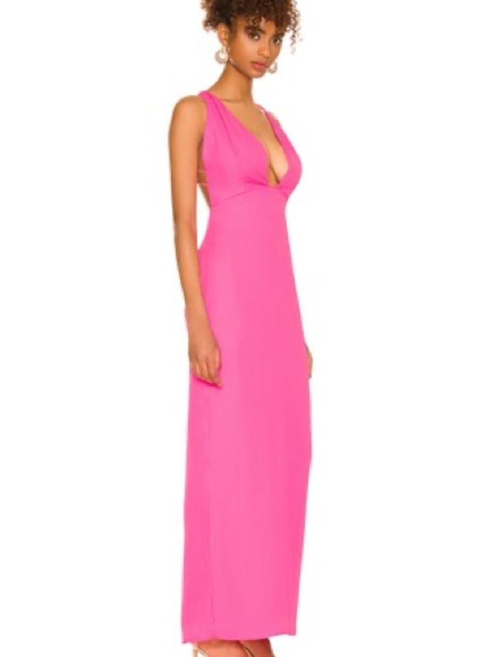 superdown Hot Pink Plunging Maxi Dress